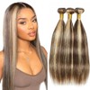 P4613 Bundles Highlight Straight Human Hair Bundles Ombre Blonde Straight