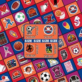 300Pcs Cool Vinyl Sports Stickers, Waterproof Water Bottle Stickers for Laptop Scrapbook Skateboard Journaling Helmet Basketball Football Soccer Decals School Reward for Kids Teens Adults Party Favors