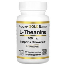 California Gold Nutrition, L-Theanine, AlphaWave Included, 100mg, 30 Veg Capsules / California Gold Nutrition (캘리포니아골드뉴트리션), L-테아닌, AlphaWave 함유, 100mg, 베지 캡슐 30정
