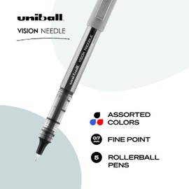uni-ball Vision Needle Rollerball Pens, Fine Point (0.7mm), Assorted Colors, 5 Count