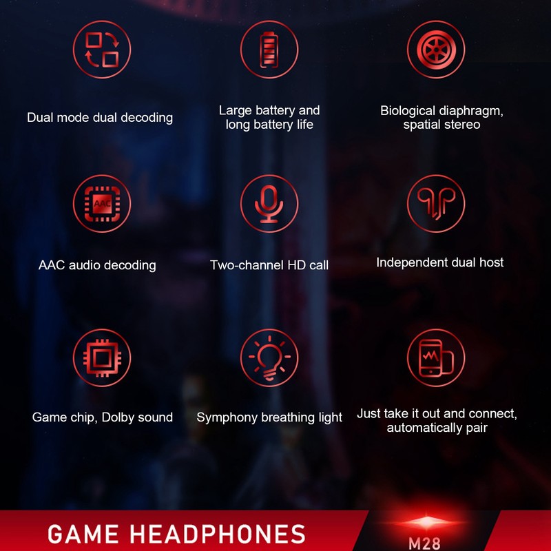 Gaming Wireless Earbuds Bluetooth 5.1 Gaming Stereo Independent Dual Host