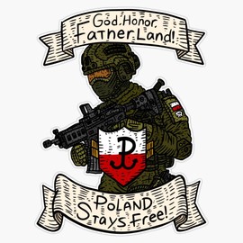 Poland Stays Free, Polish Military, Soldier. Polska. Window Bumper Sticker Decal 5"