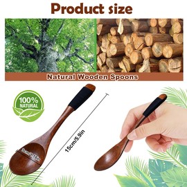 Small Wooden Spoons, Pack of 3, Small Wooden Spoons, Tea Spoons, Wooden Coffee Spoon, Environmentally Friendly Tableware Spoon, Wooden Spice Spoon for Tea, Coffee, Honey, Sugar, Spice (Pack of 3)