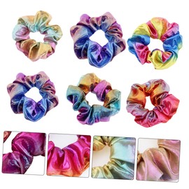 IWOWHERO 12pcs Large Two Tone Shining Ribbon Hair Rings for Women Durable Hair Ties Ponytail Holders for Parties and Daily Use Random Color