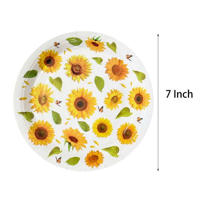 NOVIPEROW 7 Inch Disposable Plates, 50 Pcs Cute Paper Plates,