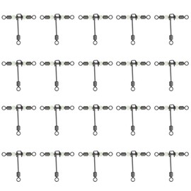 40 Pieces 3 Way Fishing Swivels Strength 13/8kg T Shape Fishing Swivels Metal Cross Line Fishing Swivels with Bead Solid Ball Bearing Fast Rolling Swivels Accessories (Black)