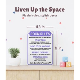 Funny Room Rules Sign - Cute Room Decor for Teen Girls Bedroom, Lavender Preppy Room Decorations, Cute Purple Teenage Door Sign & Fun Gifts for Birthday and Holidays (Room Rules Lavender)