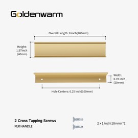 goldenwarm 15 Pack Gold Finger Edge Pulls Drawer Finger Pulls Champagne Gold Kitchen Hardware Handles Bedroom Dresser Drawers,6-1/4 in Hole Center