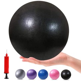 Small Exercise Yoga Ball for Pilates, Barre & Physical Therapy – Includes Air Pump, Anti-Burst, Easy to Inflate– Home & Gym Fitness Accessory (Black, 9 Inch)