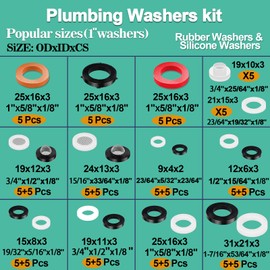XBVV 32 Size 258 Pcs Faucet and Plumbing Rubber Washers Assortment Kit for Assorted Garden Hose Valve Spigot Adapter Splitter Outdoor Faucet Bibb Shower Hose Gasket Repair