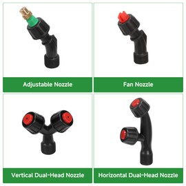 Acid Resistant Sprayer Wand with 4 Types of Nozzles, Pump Replacement Sprayer Wand with 1/4" & 3/8" Brass Barbs and 2 Hose Clamps