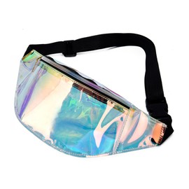 Holographic Belt Bag, Waterproof Shiny Waist Bag, Holographic Fanny Pack for Women, Lightweight, Adjustable Belt Bag, Men, Dogs, Walking, Hiking, Laser
