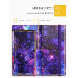 Zreal Checkbook Cover for Men & Women, Premium Vegan Leather Checkbook Holder Slim Wallets for Top & Side Tear Duplicate Checks with RFID Blocking (Starry)