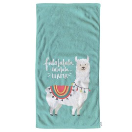 oFloral Llama Hand Towels Cotton Washcloths,FA La La Letter Design Turquoise Comfortable Super-Absorbent Soft Towels for Bathroom Beach Kitchen Spa Gym Yoga Face Towel 15X30 Inch