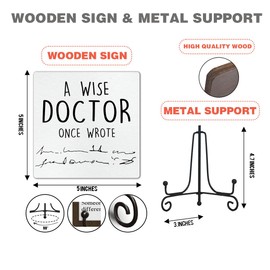 Personality Doctor Gift Hospital Office Farmhouse Living Room Shelf Desk Wooden Signs Decor for Friends Coworker Humor Birthday Funny Wooden Sign Gift, 5 x 5 inches-E58