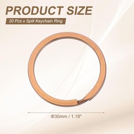 uxcell 20pcs Split Keychain Rings, 30mm Round Flat Keyrings Stainless Steel Open Key Chain Ring Dog Tag Rings for DIY Keychain Craft Lanyard, 1.8mm Thick, Rose Gold