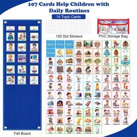 Esteopt 107 Cards Visual Schedule Chore Chart for Kids, 2 in 1 Autism Daily Chore Routine Chart, Morning Bedtime Routine Chart for Toddlers