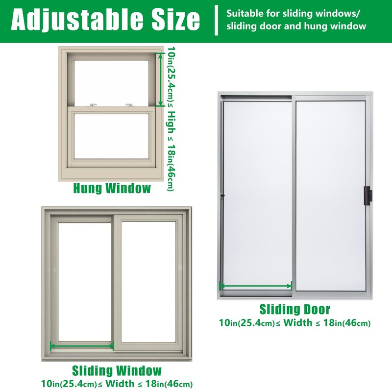 Forestchill Adjustable Window Security Bar, Extends from 10" to 18"