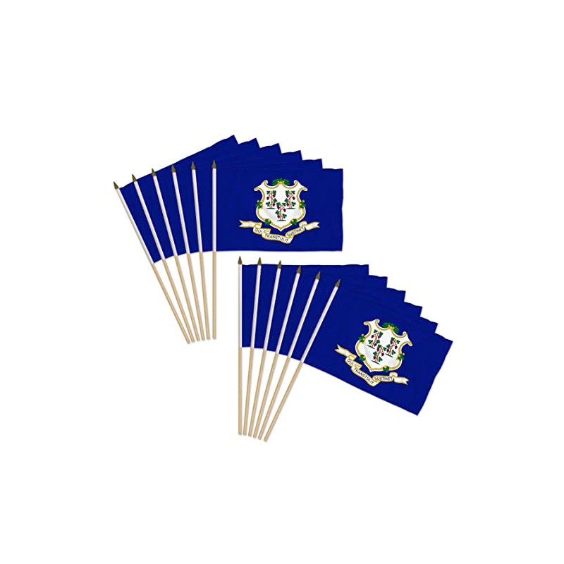 Connecticut 12x18in Stick Flag - 1 dozen pack