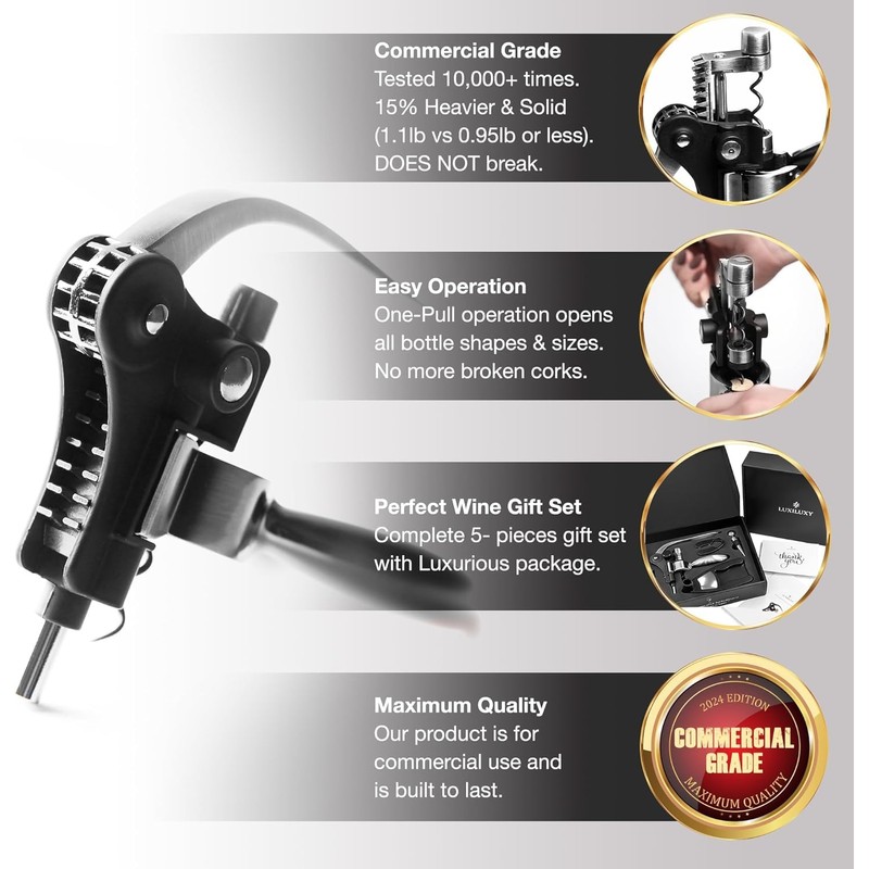 Wine Bottle Opener Corkscrew Set – Luxiluxy [2024 upgraded, does