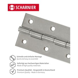 Gedotec Screw-on hinge made of stainless steel V2A, set of 4 furniture hinges, rectangular design, DIN 7954 A, with hardened pin, length: 80 mm, width: 41 mm, for screwing, flap hinge