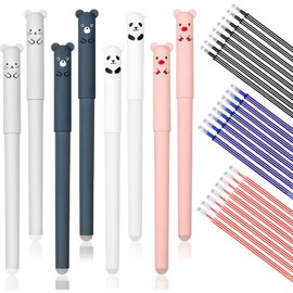 FKWKUW Pack of 8 Erasable Ballpoint Pens Rollerball Pen Erasable Gel Pen for Erasing Erasable Pen Cartoon Erasable Pen with 8 Blue Replacement Refill 0.35 mm Pens Animals