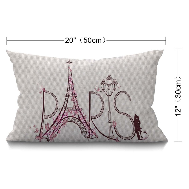 BGBDEIA Eiffel Tower Cushion Cover Paris Eiffel Tower with Love