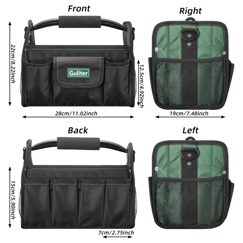 Guliter 11 Inch Small Tool Bag, Open Top Tool Tote