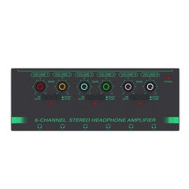 1 Piece 6 Channels Stereo Headphone Amplifier Mini Portable Earphone Splitter Low-Noise Audio Mixer for Recording Studio,Green
