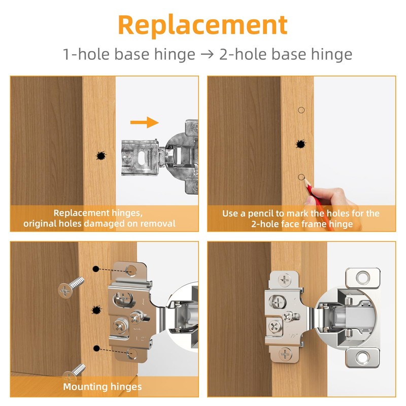 Chibery 2 Pack 1/2" Overlay 3D Soft Close Concealed Hinge,