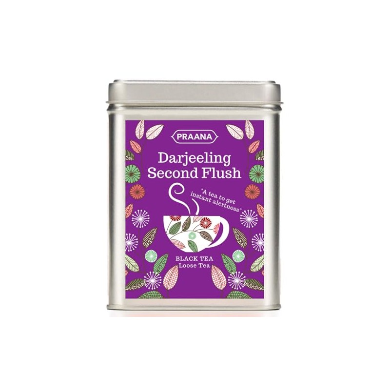 PRAANA TEA Darjeeling 2nd Flush Tea Gift Tin, 100 g