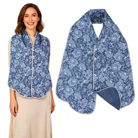 Pedobi baberos reversibles para adultos para mujeres y hombres, bufanda para adultos mayores, protectores de ropa de comedor, bufanda lavable de comedor para personas mayores, azul y blanco