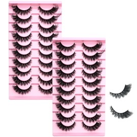 SSKHE 20 Paar falsche Wimpern, natürlich und flauschig, wiederverwendbar, keine Rückstände, einfach anzuwenden - Ideal für Tages- oder Nachtpartys und Hochzeiten, für einen voluminösen Effekt