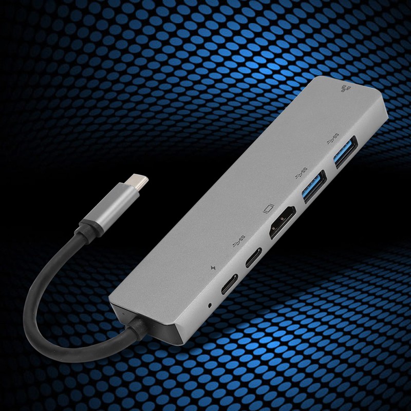 Lightweight Gray Metal 6 In-1 USB C to Type C
