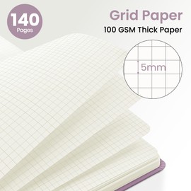 ZOTIA Graph Spiral Journal Notebook for Women, A5 Grid Notebook Journals for Writing, Hardcover Notebooks for Work, Note taking and Office School Supplies,140 Pages - Purple