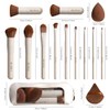 BS-MALL Juego de 11 brochas de maquillaje de bambú sintético