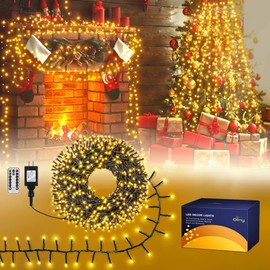 Ollny Cluster Lights for Christmas Tree, 1000LED 49ft Warm White Christmas Lights Outdoor 8 Modes Timer Remote, Waterproof String Lights for Indoor Outside Garland Xmas Decorations
