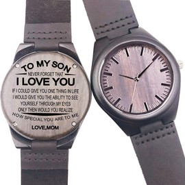 WASTIME Wooden Watch for Men Women, Stylish Chronograph Military Casual Calendar Wood Watches (C- for Son from Mom)