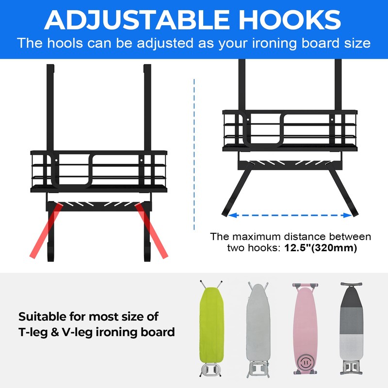 Over The Door/Wall Mount Ironing Board Hanger, Laundry Room Iron