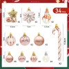 Christmas Baubles Set of 34 Plastic Christmas Tree Baubles Rose