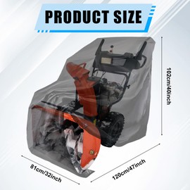 lasuroa Snow Blower Cover, Waterproof Dustproof Heavy Duty 420D Oxford Snow Thrower Cover Snowblower Protector for Outdoor Universal for Most Two Stage Snow Blowers Machine, 47 x 40 x 32