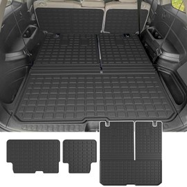 powoq 8Seat Cargo Mat Compatible with 2016-2022 Honda Pilot Trunk Mat Liner Replacement for 2016-2022 Honda Pilot(Trunk Backrest Mat+2nd Backrest Mat)