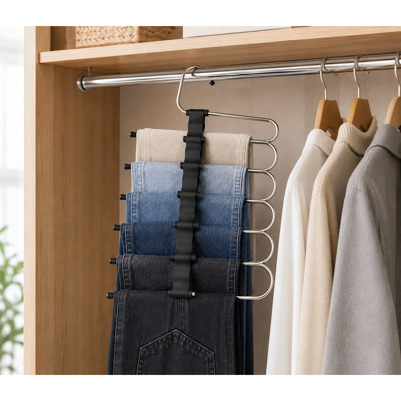 Space-Saving Pants Hangers for Closet Organization – Non-Slip Multi-Layer Rack