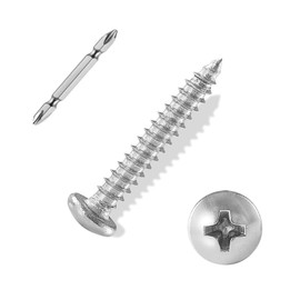 ANCHOREASE #8×1-1/2″ Wood Screw 150Pcs, 304 Stainless Steel Screws, Truss Head Phillips Fast Self Tapping Screws