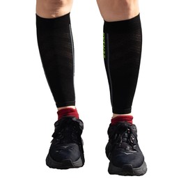 Zensah Featherweight Compression Leg Sleeves - Relieve Shin Splints, Calf Strains (Midnight Black, Large)