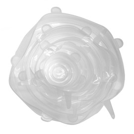 Vasconia 4025965 Tapas Elásticas Redondas de Silicona Esencial de 6 piezas de Tamaños Diferentes Blanco Unitalla