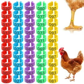KFHENSOMR Chicken Leg Bands, 100pcs 20mm Colorful Numbered Chickens Identification Legs Band, Chicken Leg Rings, Poultry Legs Bands for Ducks Chicks Goose Gamefowl Turkey(5 Colors)