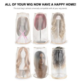 AIHOPESTO 5PCS Wig Storage Bags for Multiple Wigs Covers to Keep Wig Fresh, Holder Stand Dust Cover with Drawstring, Hair Salon Accessories Supplies & Kit for Salon Home Use