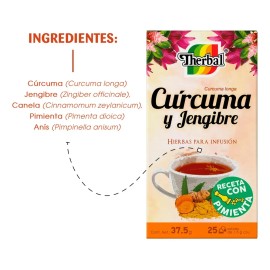 Té De Cúrcuma Con Jengibre Therbal 25 Sobres                                                                                                          