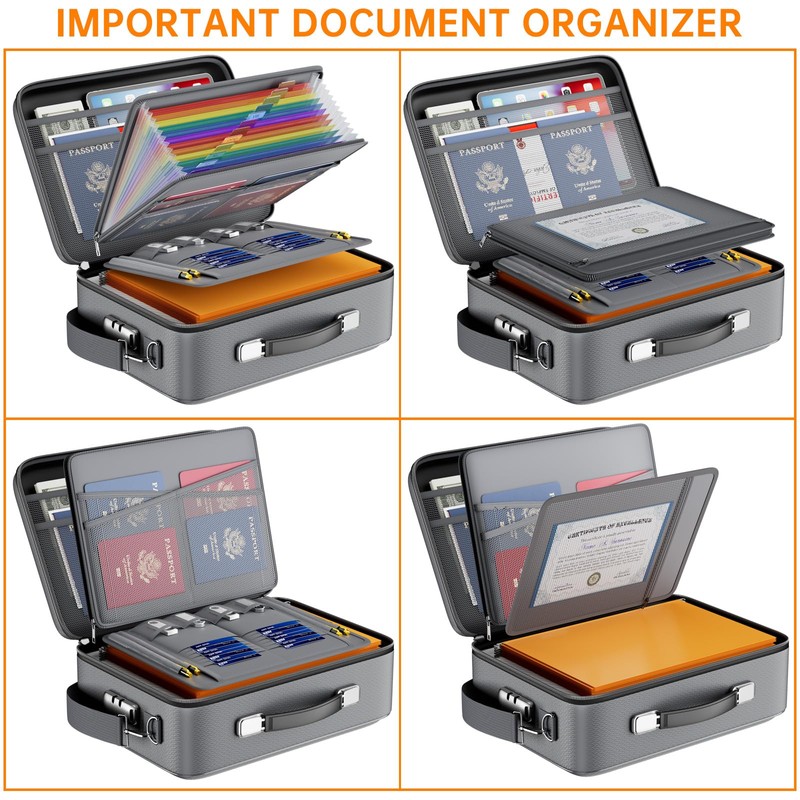 DocSafe Fireproof Document Box with Lock, Hard Case File Organizer